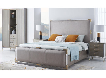 Klassisches 3 tlg. Schlafzimmer Set Klassisches Bett + Nachttisch Doppelbett