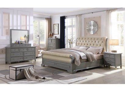 Schlafzimmer Set Designer Luxus Holz Möbel 180x200cm Bett 2x Nachttisch 3 tlg.