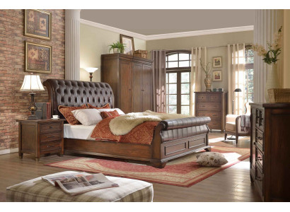 Schlafzimmer Bett Nachttische 3 tlg. Set Luxus Betten Holz Doppelbett Neu