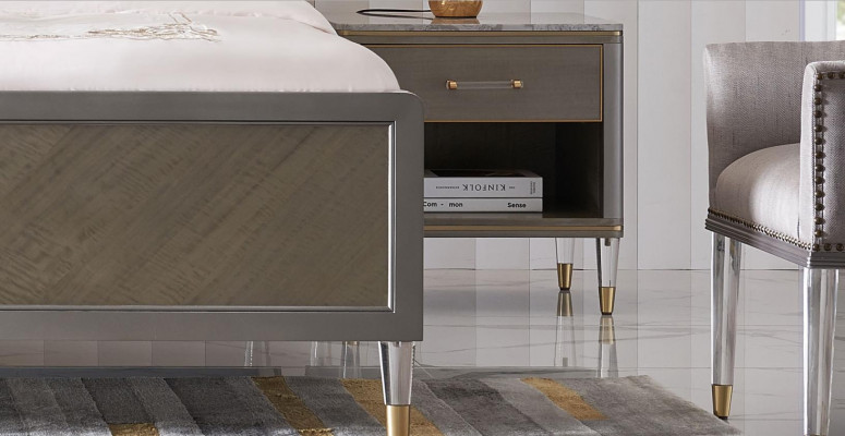 Bett 2x Nachttisch 3 tlg. Schlafzimmer Set Design Deko Modern Luxus Betten