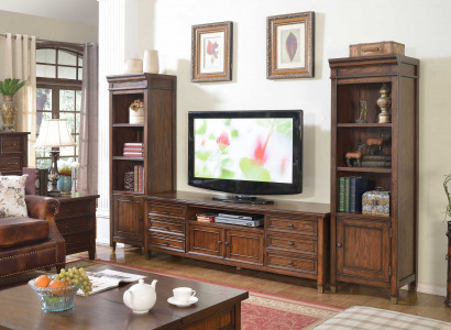 Klassische Wohnwandvitrine Sideboard RTV Wandregal Schrank 3tlg.