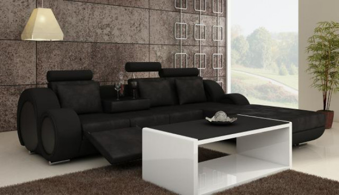 Ecksofa Sofa Couch Polster Wohnlandschaft Leder Eck Sofas Garnitur Neu Madrid II