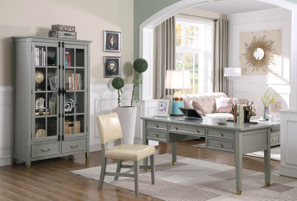 Büro Set Einrichtung Landhaus Schreibtisch Stuhl Aktenschrank Regal Tisch 3 tlg.