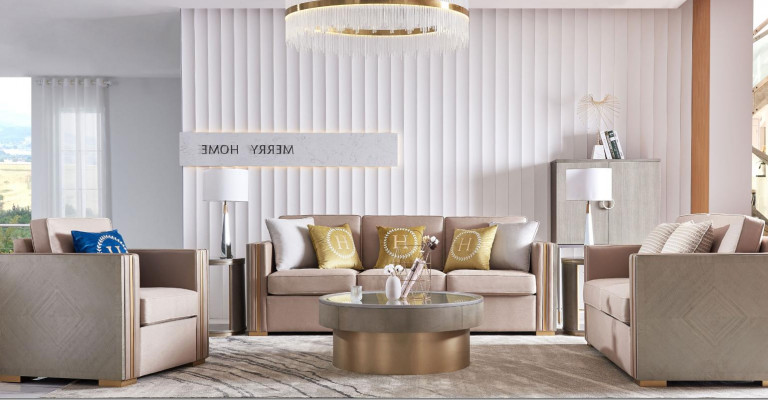 Dreisitzer Design Polster Sitz Textil Sofa 3 Sitzer Möbel Beige Neu Luxus Möbel