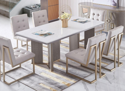Luxus Möbel Esstisch Tisch Esszimmer Wohnzimmer Marmor Holz Design