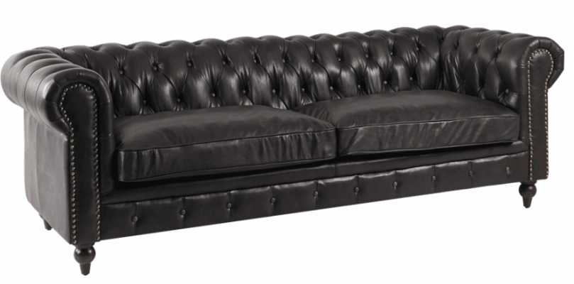 Cheterfield Sofa 3 Sitzer Modern Leder-Fibre Echtholz Luxus Klassisch Stil Möbel