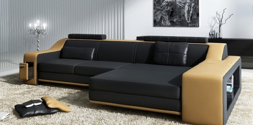 Design Ecksofa Sofa Couch Polster Sitz Eck Garnitur Sofas Leder Textil Themar BW
