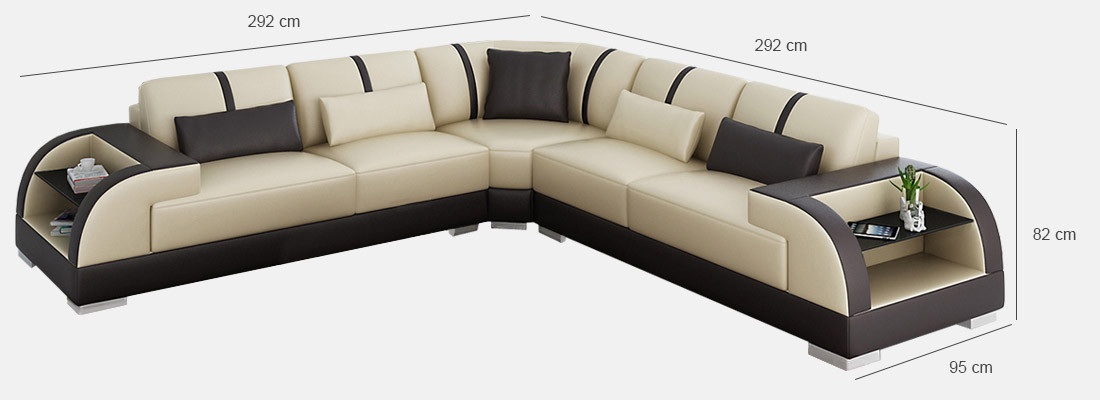 Design Eck Leder Sofa Couch Polster Garnitur Wohnlandschaft L Form Moderne Beige