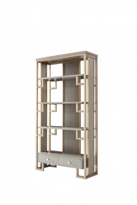 Luxus Edelstahl Vitrine Holz Designer Schrank Vitrinen Regal Schränke