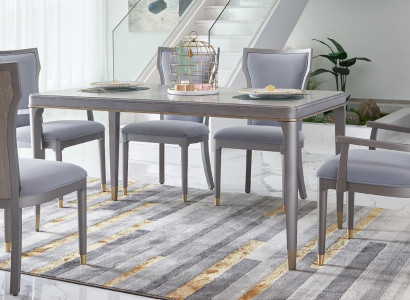 Luxus Möbel Esstisch Tisch Esszimmer Wohnzimmer Holz Edelstahl Design