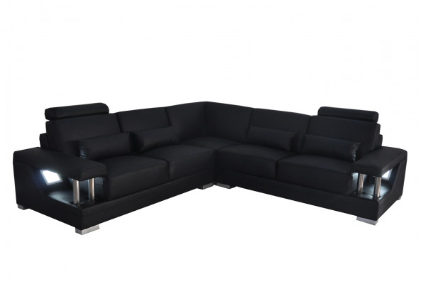 Ledersofa Couch Wohnlandschaft Eck Deko Garnitur Design Modern Sofa L-Form