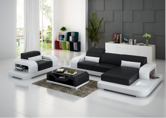 Ledersofa Wohnlandschaft Ecksofa L-Form Sessel Set Garnitur Modern Sofa G8006E