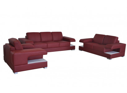 Ledersofa Couch Wohnlandschaft Garnitur Design Modern Sofagarnitur 3+2+1 G8028D