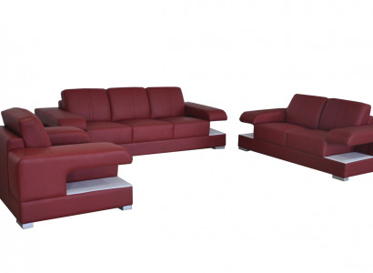 Ledersofa Couch Wohnlandschaft Garnitur Design Modern Sofagarnitur 3+2+1 G8028D