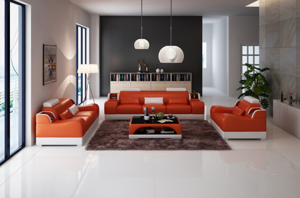 Design Sofagarnitur Couch Polster Sofas Leder 3+2 Sitzer Komplett Set Neu Modern