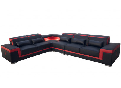 XXL Couch Ecke Ledersofa Wohnlandschaft Garnitur Design Modern Sofa LForm G8020B