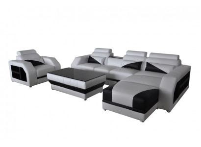 Leder Eck Sofa Garnitur Sofas Couchen Polster Wohnlandschaft Sessel Ecke