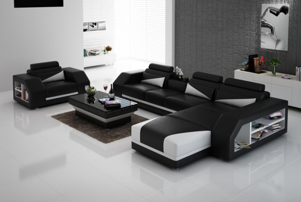 Leder Eck Sofa Garnitur Sofas Couchen Polster Wohnlandschaft Sessel Ecke