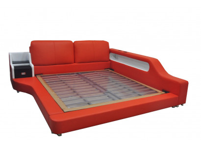 Doppel Luxus Design Leder Bett Polster Betten mit USB Hotel Multifunktion