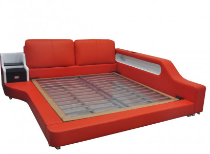 Doppel Luxus Design Leder Bett Polster Betten mit USB Hotel Multifunktion