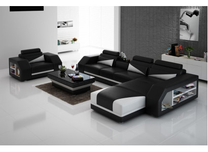 Ledersofa Couch Wohnlandschaft Ecksofa L Form Design Modern Sofa Neu G8018F