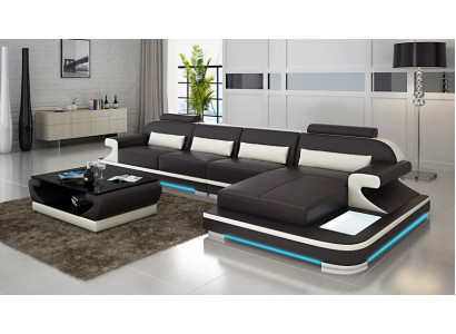 Ledersofa Couch Wohnlandschaft Ecksofa Eck Garnitur Design Modern Sofa G8021C