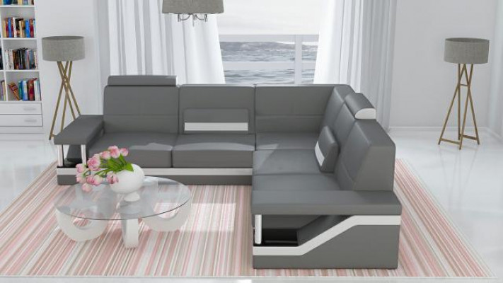 Ledersofa Eckcouch Sofa Couch Poster Eckgarnitur Sofas Stoff Leder Garnitur Neu