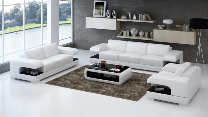 Ledersofa Couch Wohnlandschaft 3+2+1 Sofagarnitur Neu Design Modern