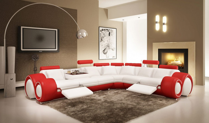 Ledersofa Couch Wohnlandschaft Ecksofa Eck Garnitur Design Modern Sofa A1163