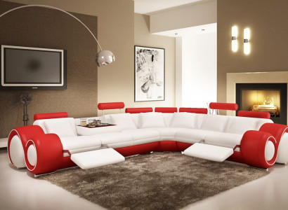 Ledersofa Couch Wohnlandschaft Ecksofa Eck Garnitur Design Modern Sofa A1163