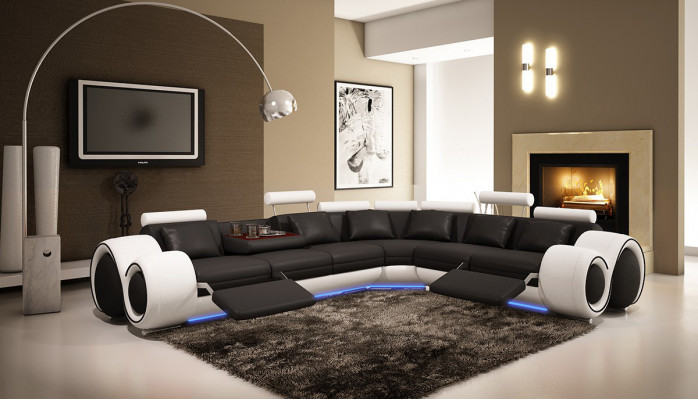 Ledersofa Couch Wohnlandschaft Ecksofa Eck Garnitur Design Modern Sofa A1163