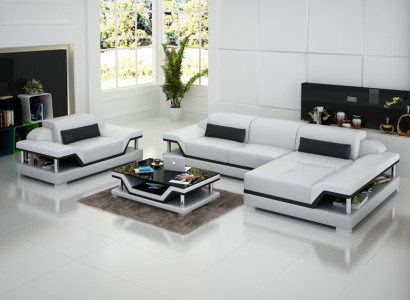 Design Ledersofa Sofa Couch Polster Eck Wohnlandschaft Garnitur Sofas Neu G8004F
