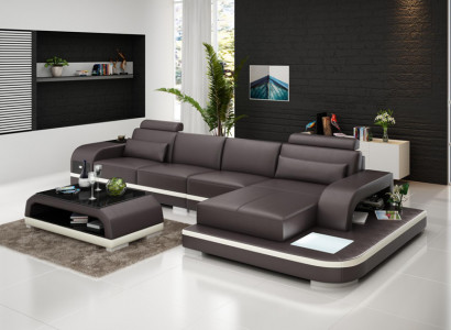 Modern Elegantes Design L-förmiges Ecksofa aus Leder für zeitlose Wohnräume