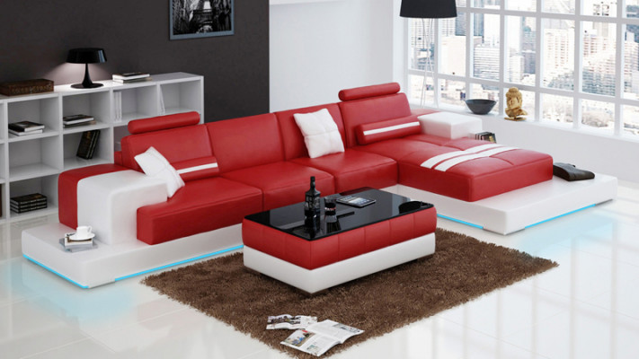 Exklusives Elegantes Ecksofa in L-Form Rotes Design für stilvolle Wohnräume