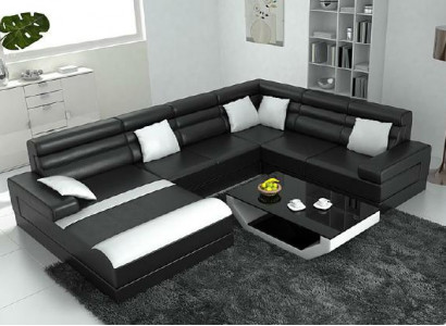 Ecksofa mit USB Wohnlandschaft XXL Big Couch Polster Garnitur Eck Couchen UForm