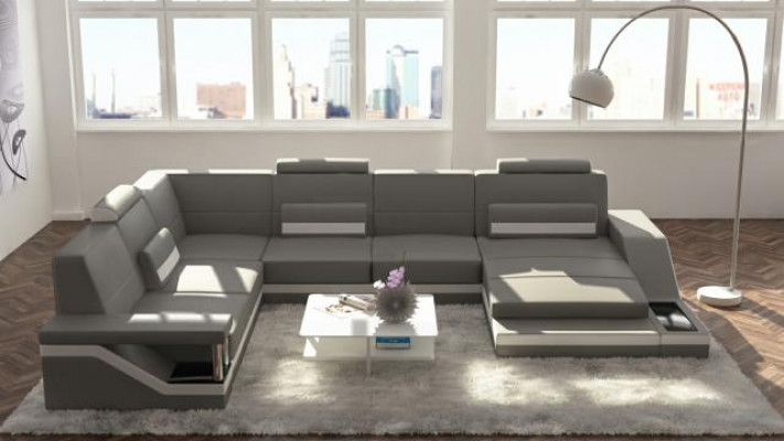 Designer Wohnlandschaft U-Form mit USB Ecksofa Polster Garnitur Eckgarnitur Sofa