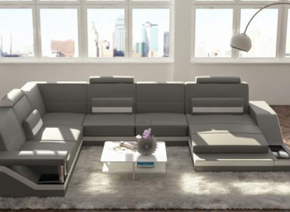 Designer Wohnlandschaft U-Form mit USB Ecksofa Polster Garnitur Eckgarnitur Sofa