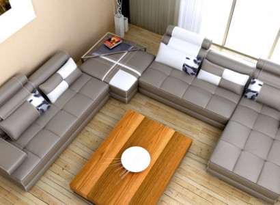 Ecksofa Sofa mit USB Wohnlandschaft Ledersofa XXL Designer Sofas Wolfhagen Grau