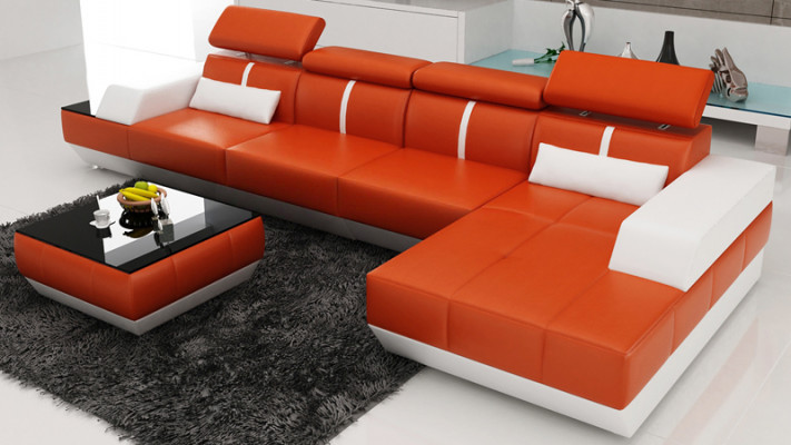 Ledersofa L-Form Couch Wohnlandschaft Ecksofa Garnitur Design Modern Sofa K5015B