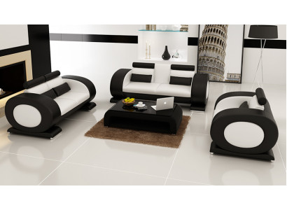 Ledersofa Couch Wohnlandschaft 3+2+1 Sitzer Garnitur Design Modern