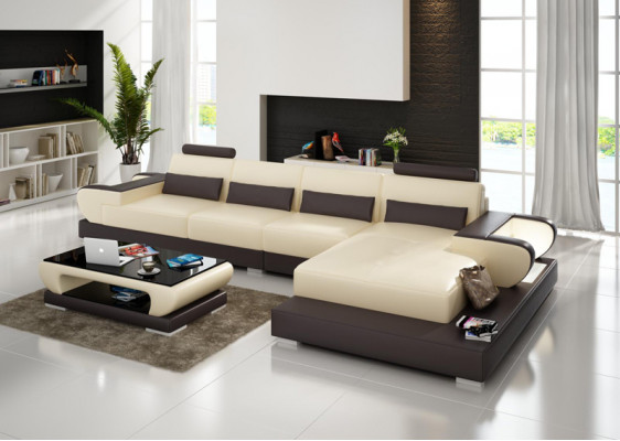 Ledersofa Couch Wohnlandschaft Ecksofa Eck Garnitur Design Modern Sofa G8003C