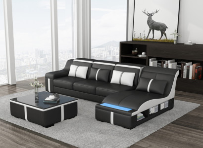 Eck Sofa Couch Polster Eck Sitz Leder Garnitur Beleuchtet L Form G8047C