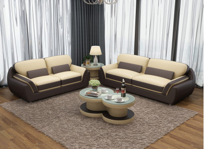 Ledersofa Couch Sofagarnitur Neu 3+2 Sitzer Garnitur Modern Design Sofa