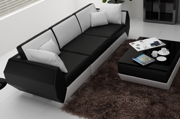 Ledersofa Couch Sofagarnitur 3+3 Sitzer Garnitur Design Modern Sofa Set USB Neu