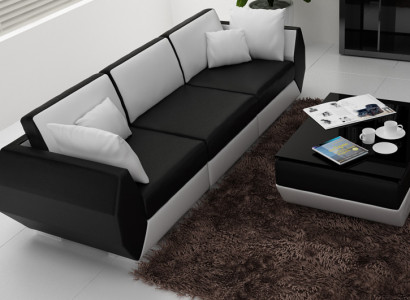 Ledersofa Couch Sofagarnitur 3+3 Sitzer Garnitur Design Modern Sofa Set USB Neu