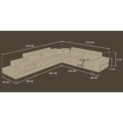 Ecksofa Sofa Couch USB Polster Wohnlandschaft Ledersofa design L Form Neu Beige