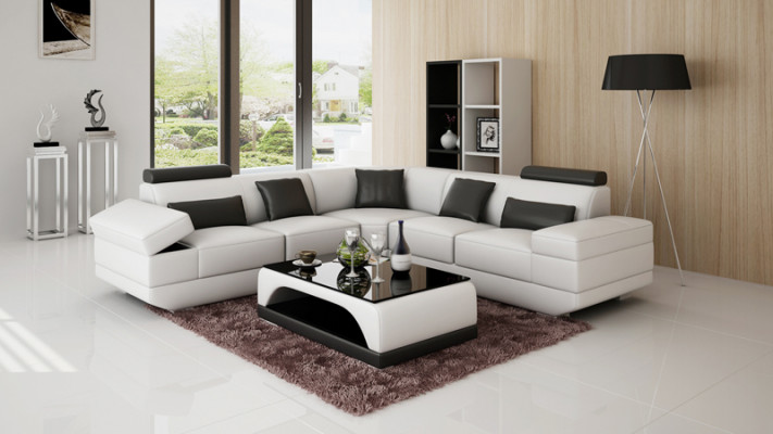 Ledersofa Couch Wohnlandschaft Ecksofa Eck Garnitur Maßfertigung Modern Sofa USB
