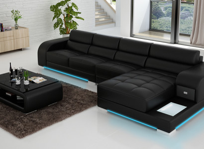 Stilvolles Design Das Schwarze L-förmige Sofa für Raffinesse und Komfort