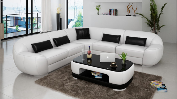 Ledersofa Couch Wohnlandschaft Ecksofa Eck Garnitur Modern Sofa USB Maßfertigung