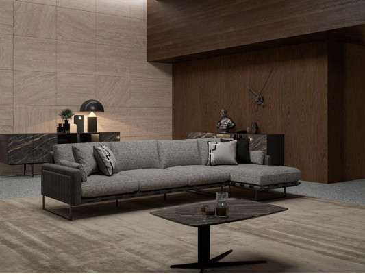 Textil Polstermöbel Designer Ecksofa L-Form Luxus Couchtisch Wohnzimmer